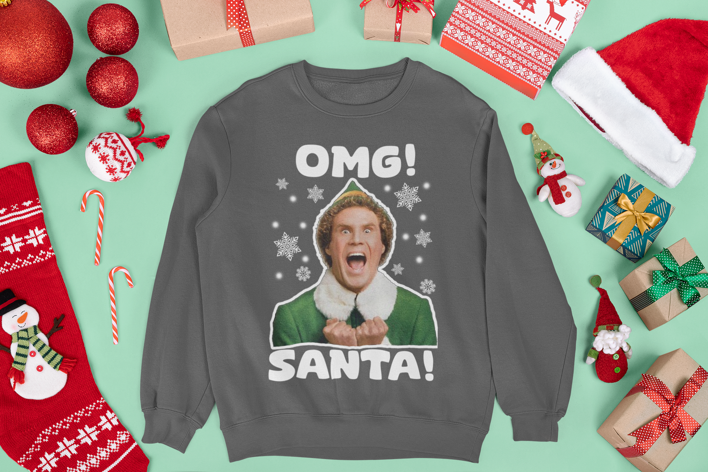 OMG SANTA BUDDY THE ELF CHRISTMAS JUMPER