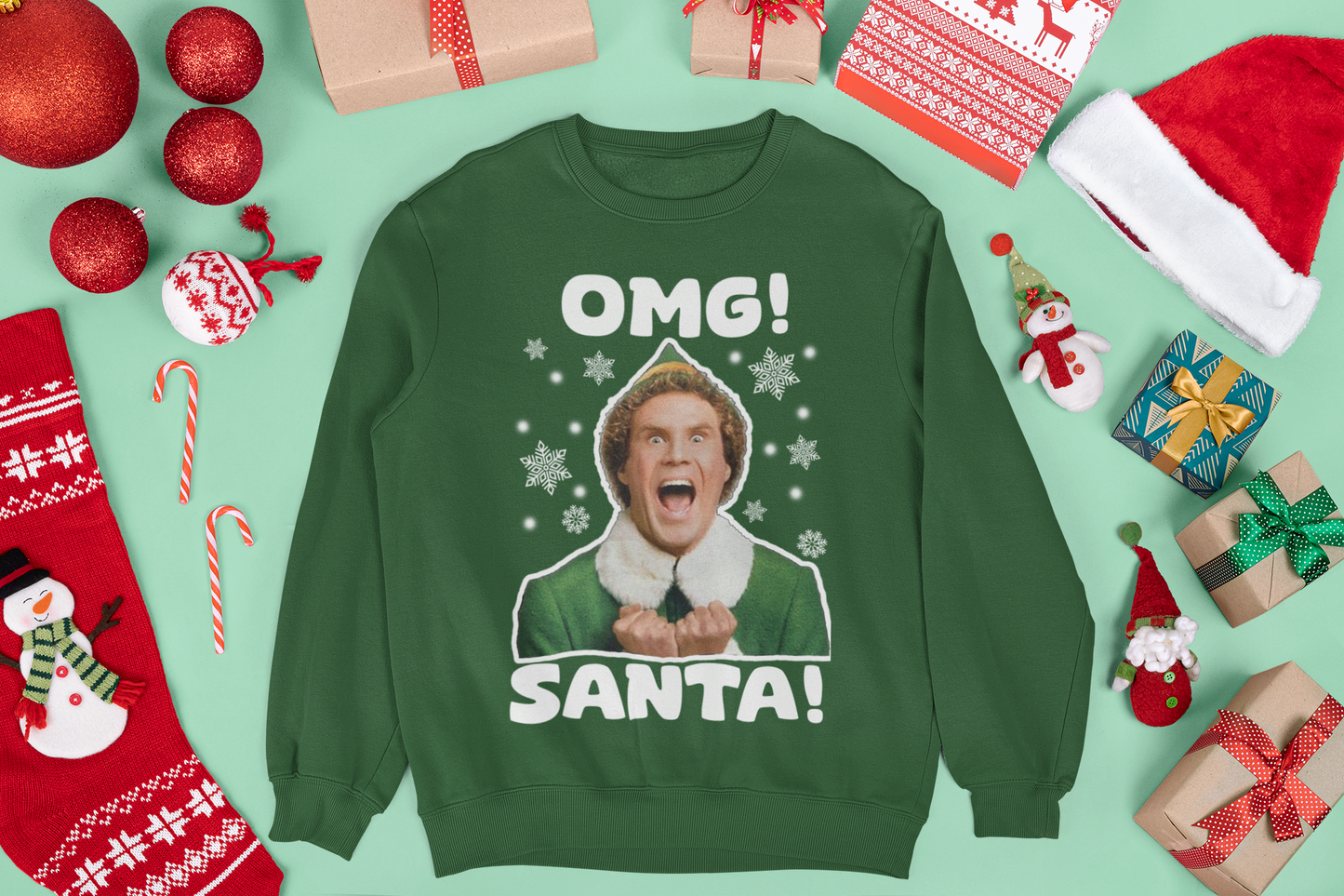 OMG SANTA BUDDY THE ELF CHRISTMAS JUMPER