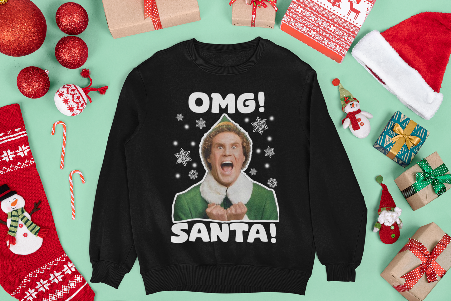 OMG SANTA BUDDY THE ELF CHRISTMAS JUMPER