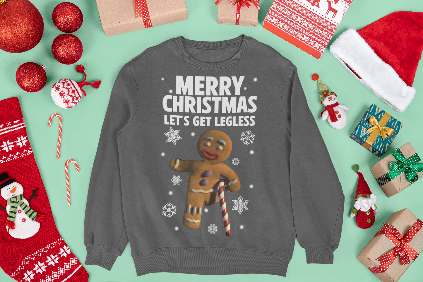 MERRY CHRISTMAS LETS GET LEGLESS CHRISTMAS JUMPER