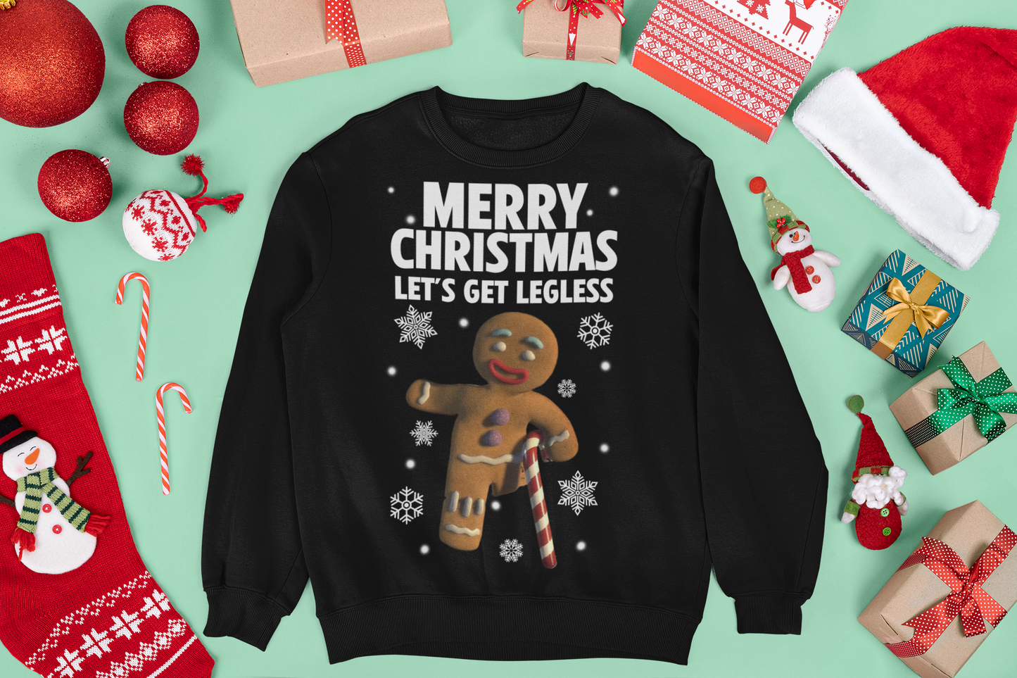 MERRY CHRISTMAS LETS GET LEGLESS CHRISTMAS JUMPER