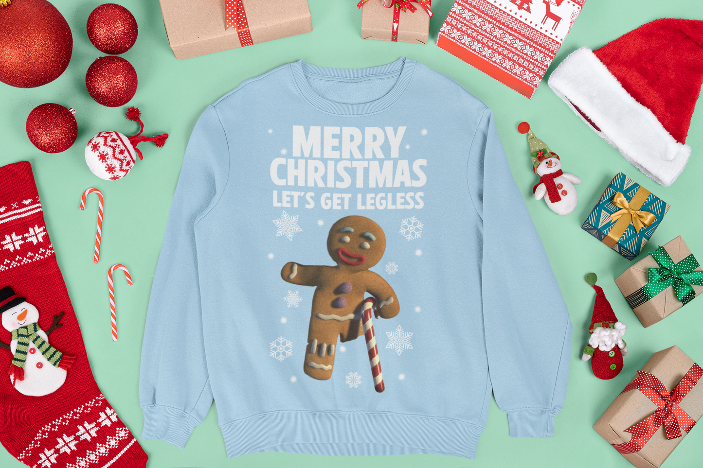 MERRY CHRISTMAS LETS GET LEGLESS CHRISTMAS JUMPER