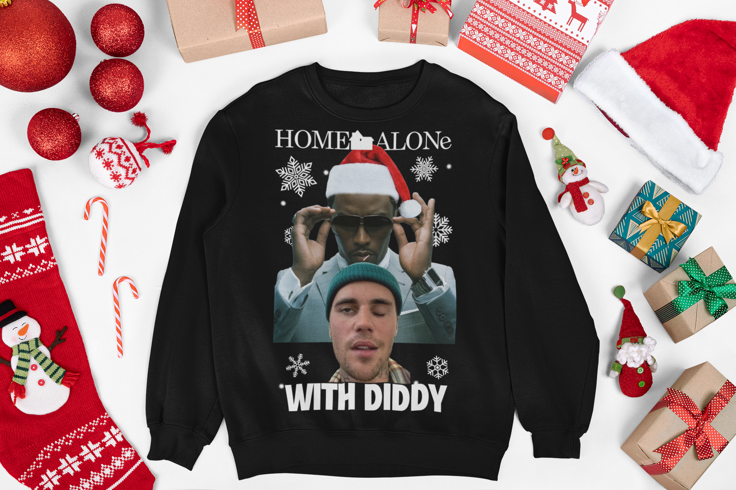 HOME ALONE WITH DIDDY - FUNNY CHRISTMAS JUMPER