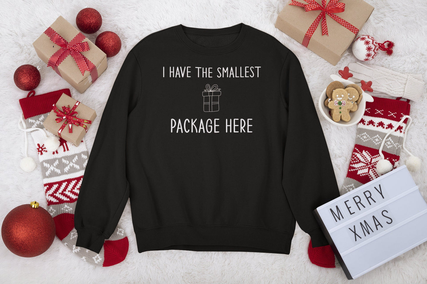 I HAVE THE SMALLEST PACKAGE HERE CHRISTMAS JUMPER