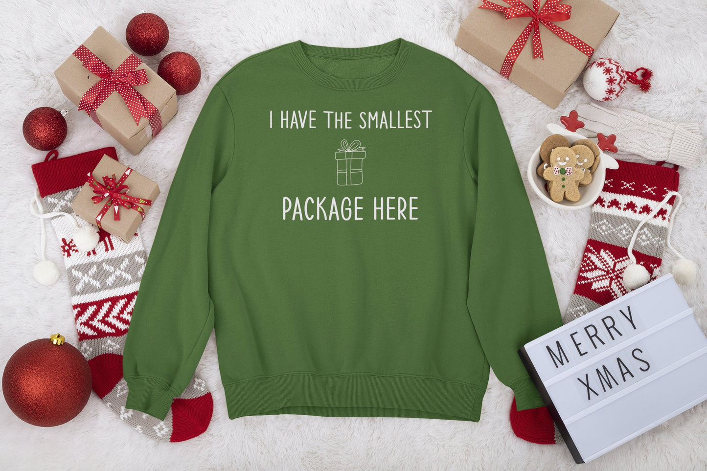 I HAVE THE SMALLEST PACKAGE HERE CHRISTMAS JUMPER