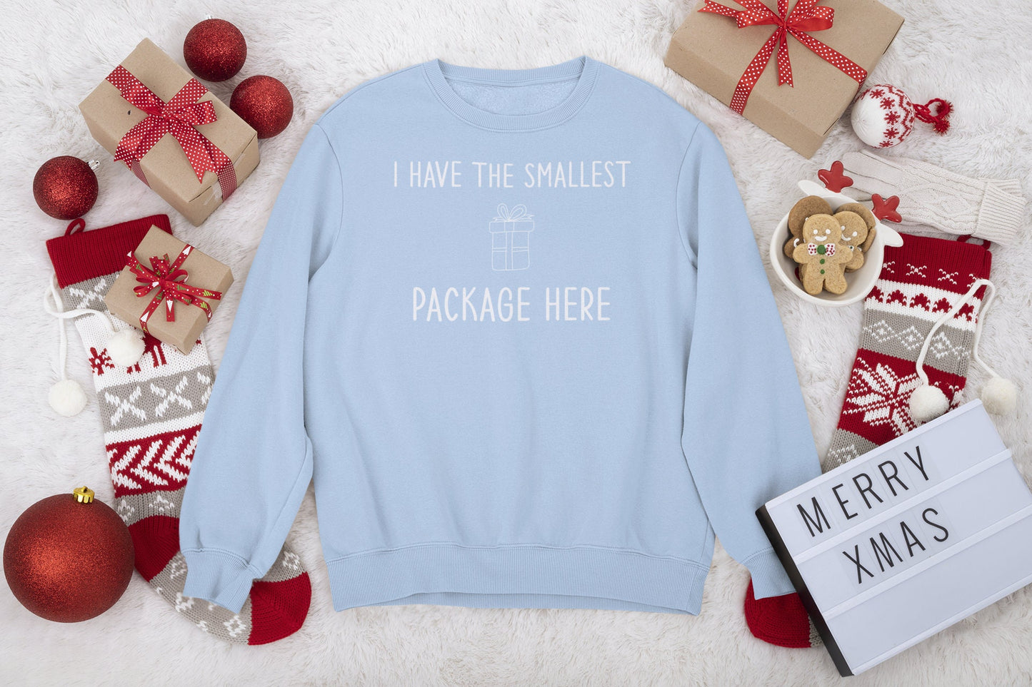 I HAVE THE SMALLEST PACKAGE HERE CHRISTMAS JUMPER