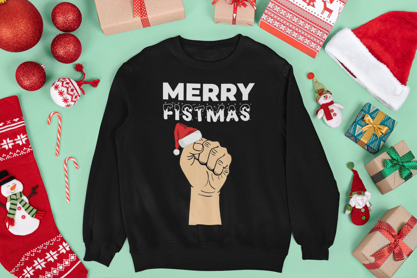 MERRY FISTMAS CHRISTMAS JUMPER