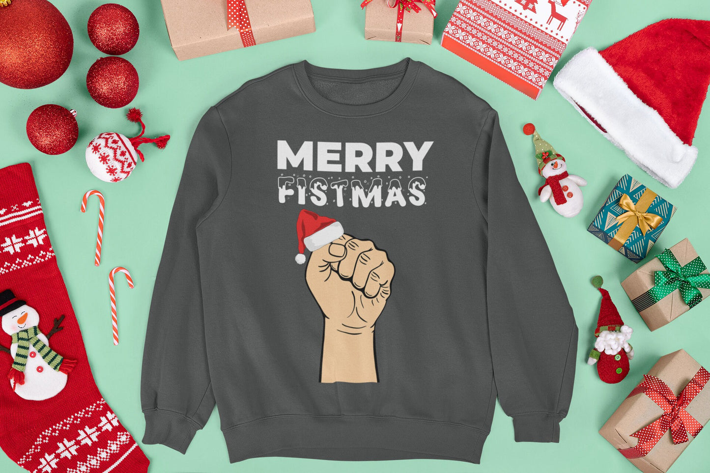MERRY FISTMAS CHRISTMAS JUMPER