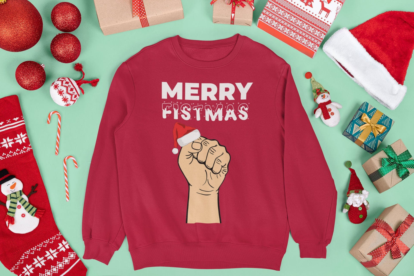 MERRY FISTMAS CHRISTMAS JUMPER
