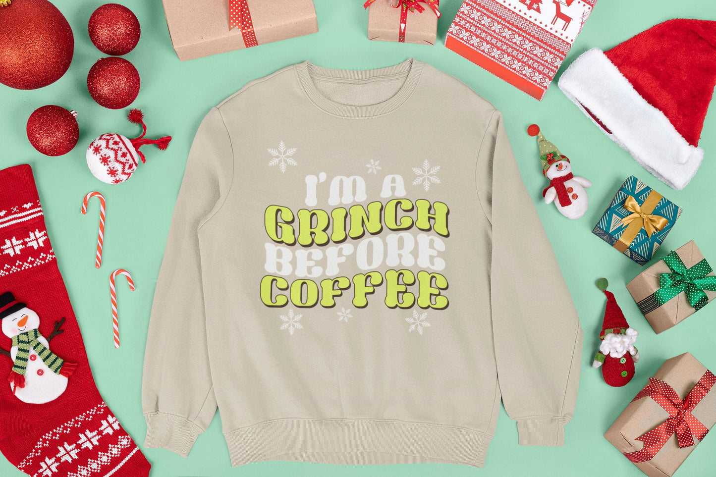 I'M A GRINCH BEFORE COFFEE CHRISTMAS JUMPER
