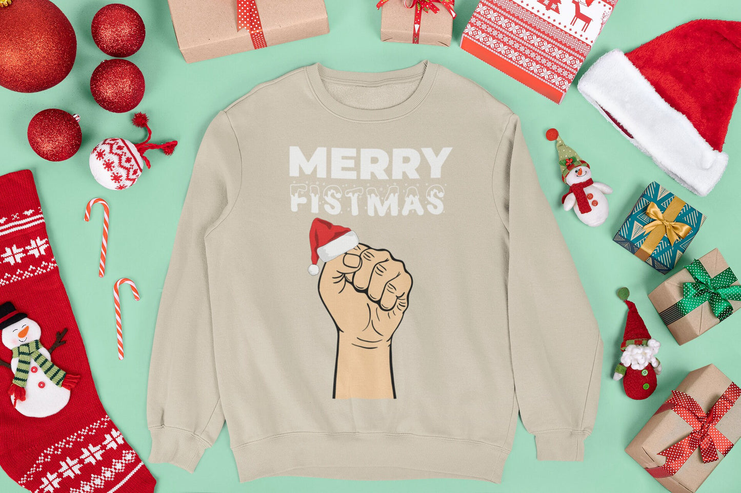 MERRY FISTMAS CHRISTMAS JUMPER