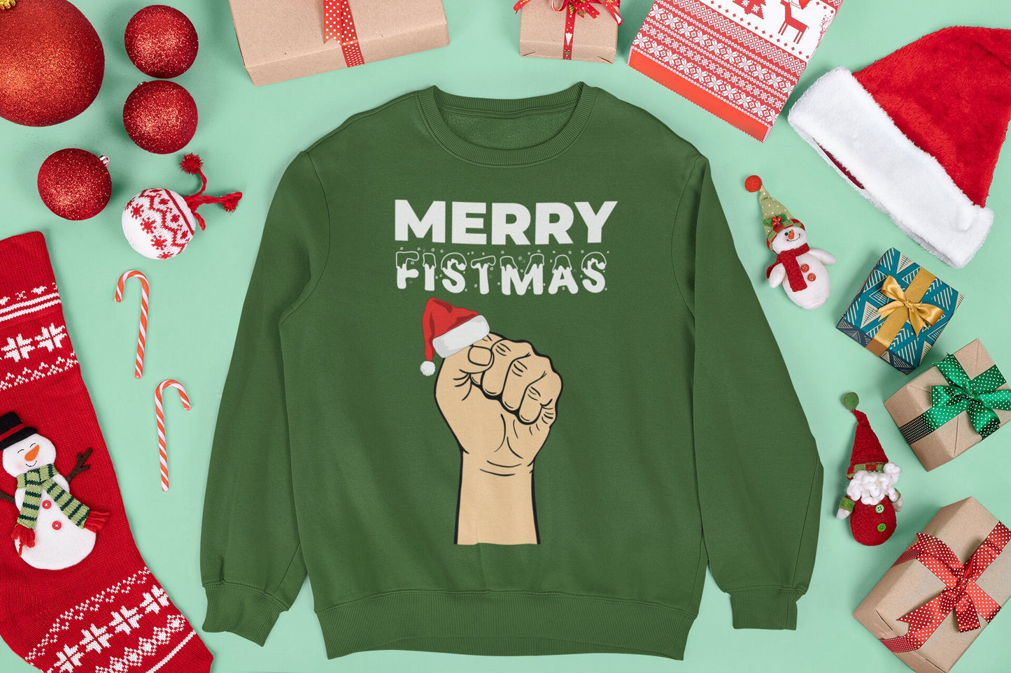 MERRY FISTMAS CHRISTMAS JUMPER
