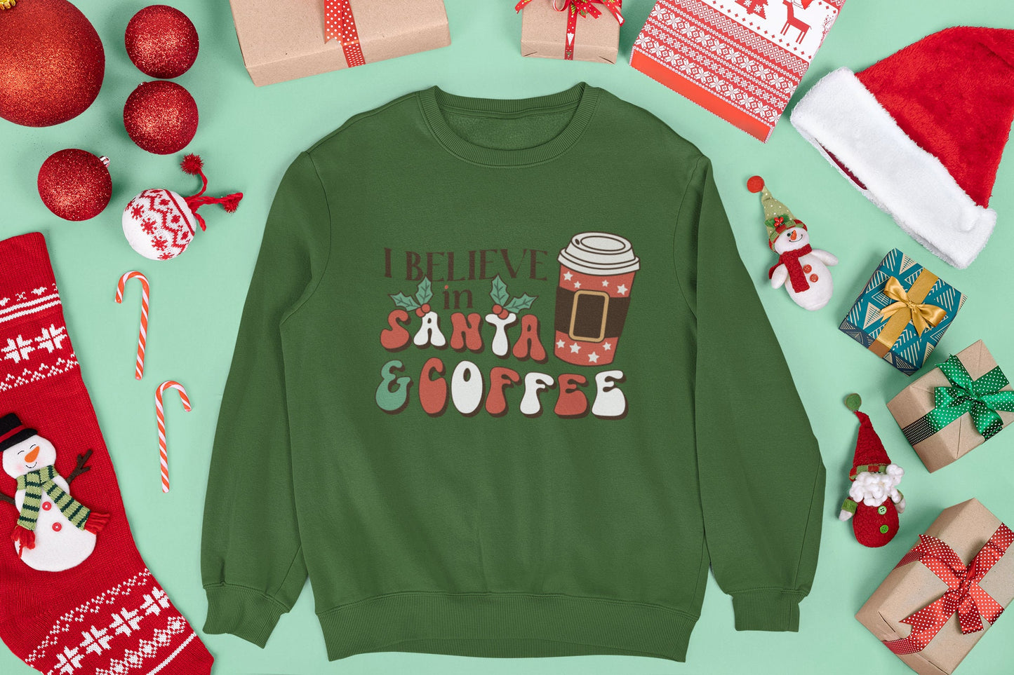 I BELIEVE IN SANTA & COFFEE CHRISTMAS JUMPER