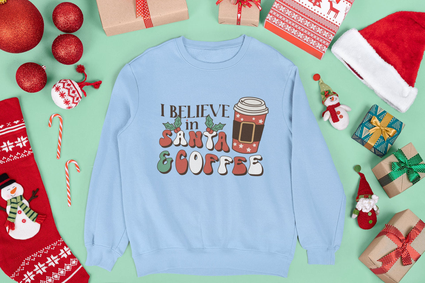 I BELIEVE IN SANTA & COFFEE CHRISTMAS JUMPER