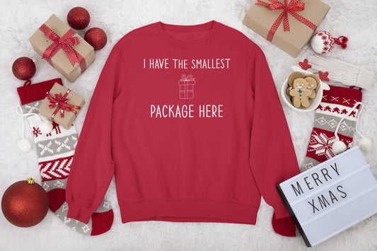 I HAVE THE SMALLEST PACKAGE HERE CHRISTMAS JUMPER