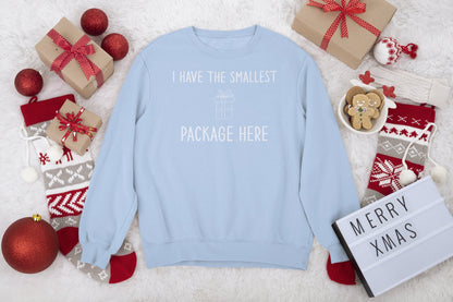 I HAVE THE SMALLEST PACKAGE HERE CHRISTMAS JUMPER