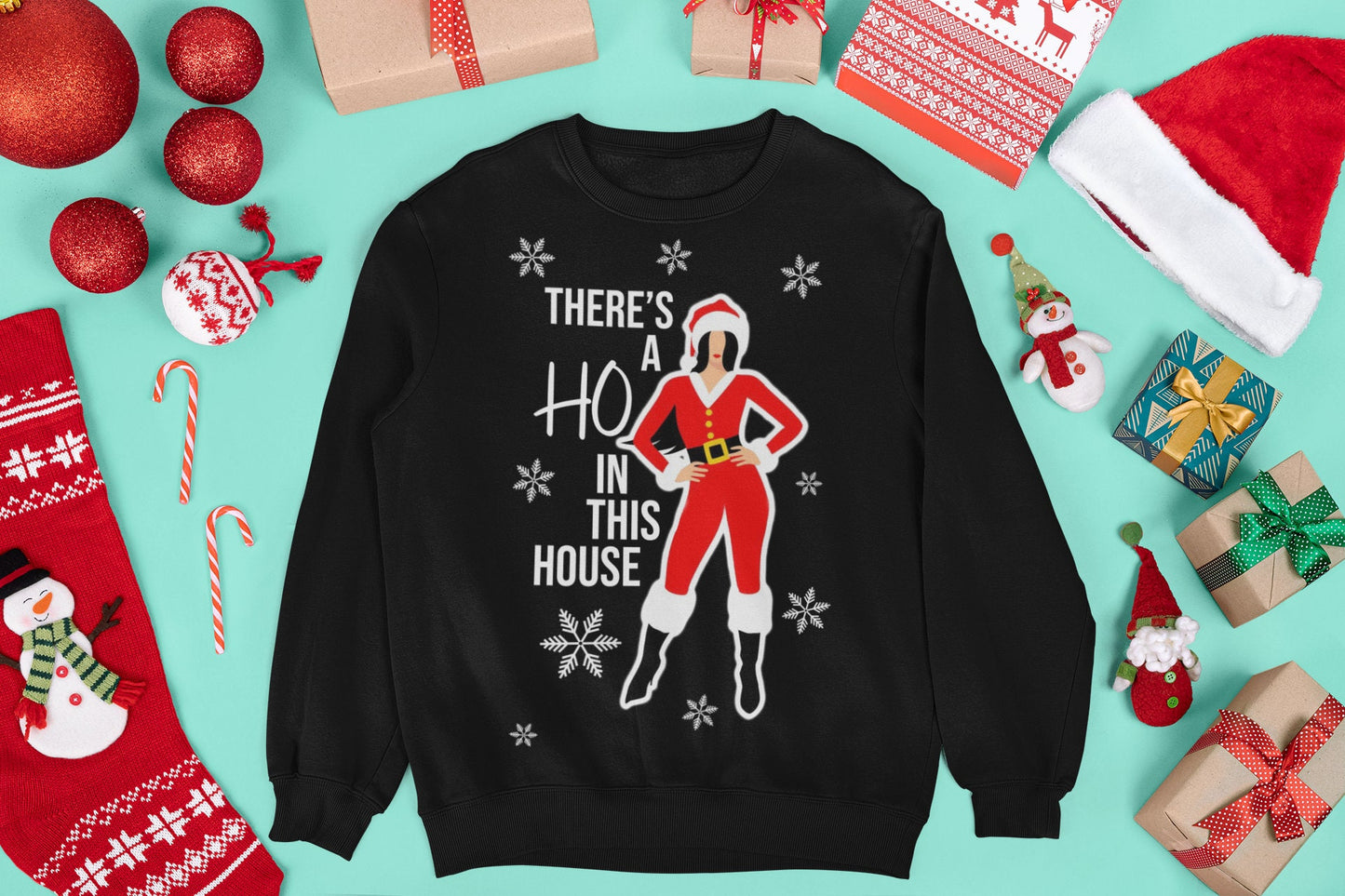 THERE'S A HO IN THIS HOUSE CHRISTMAS JUMPER