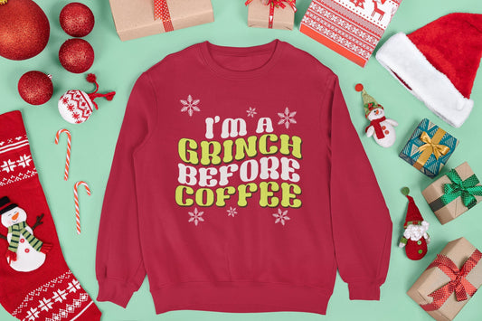 I'M A GRINCH BEFORE COFFEE CHRISTMAS JUMPER