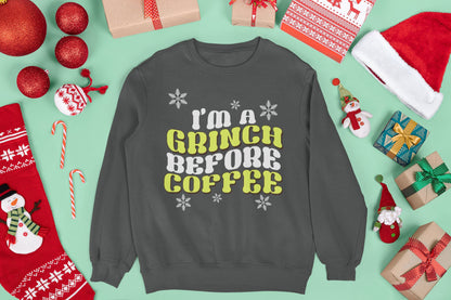 I'M A GRINCH BEFORE COFFEE CHRISTMAS JUMPER