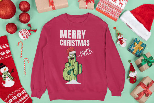 MERRY CHRISTMAS PRICK CHRISTMAS JUMPER